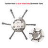 A silver steel wire trimmer brush head with a 0.5cm inner hole and a 15cm diameter.