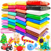A colorful set of 36 ultra light air dry clay modeling tools and accessories for kids