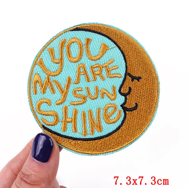 Encouraging Embroidered Iron-On Patches for Jackets, Jeans & Bags