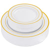 Elegant White Plastic Plates with Gold Rim