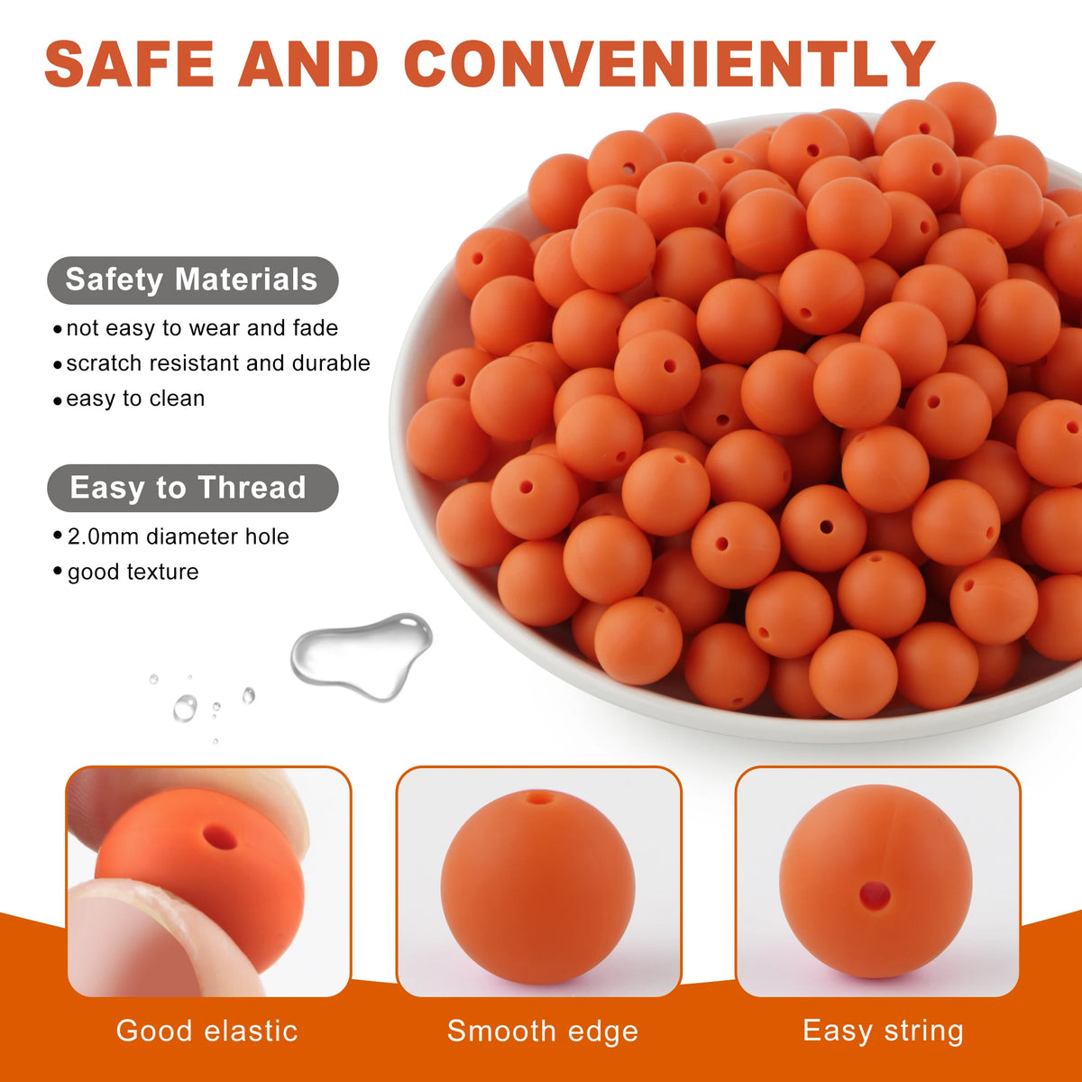 Food-Grade Silicone Beads for Jewelry Making – 3 Sizes