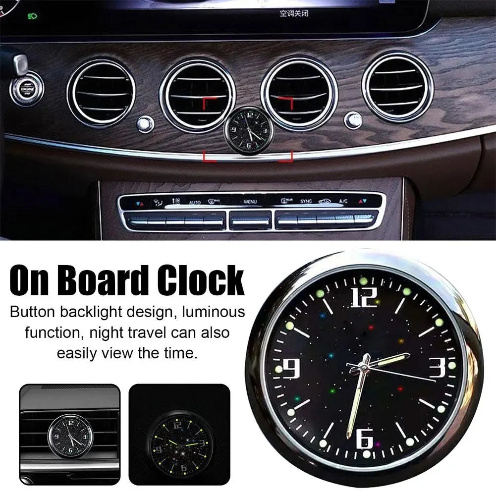 Mini Car Clock with Glow-In-The-Dark Dial and Air Vent Clip