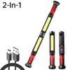 A magnetic rechargeable COB work light with a hook and power bank shown in various configurations.