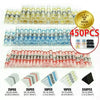 Assortment of waterproof heat shrink solder wire connectors in various colors and gauges, including 25PCS to 350PCS.