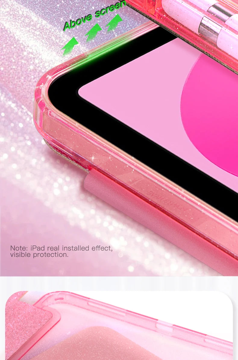 Pinker glitzernder Etui für iPad Pro mit Schutzfolie