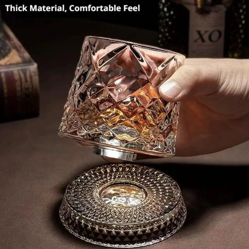 Vaso de Whisky de Cristal con Base Giratoria 360°