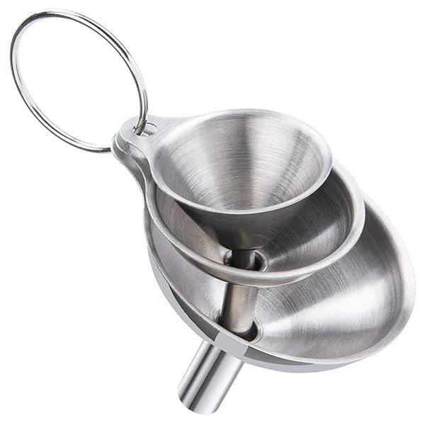 Stainless Steel Kitchen Funnel Set with Storage Ring