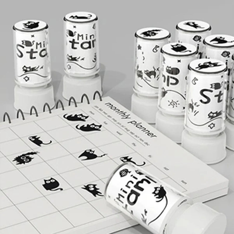 Set de Sellos de Gatitos Negros con 8 Diseños Únicos