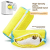 Yellow reusable mesh shoe washing bag designed for cleaning shoes in washing machines