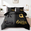 Dark Red Three-Piece Duvet Cover Set with Letter Print