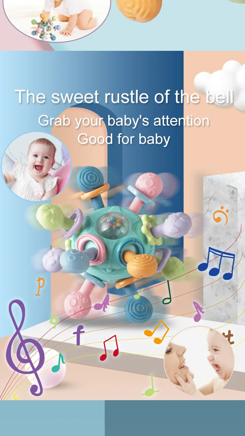 Baby Sensory Rattle Ball with Silicone Teether