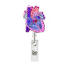 Heart Shape Glitter Acrylic Retractable Badge Reel with Crocodile Clip