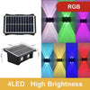 A solar powered LED wall light featuring RGB lighting and a solar panel component.