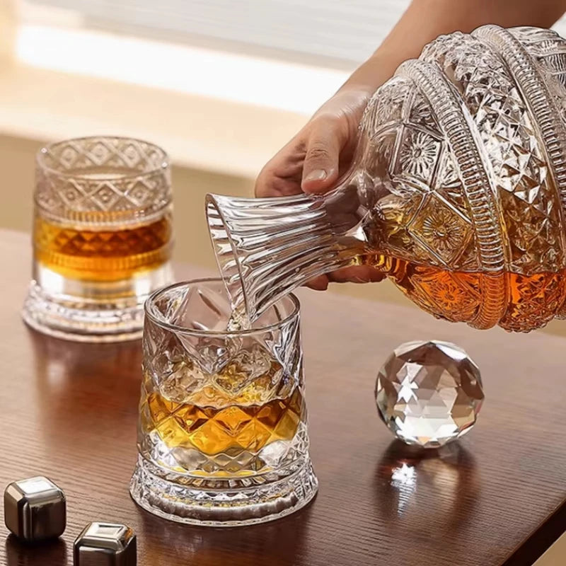 Vaso de Whisky de Cristal con Base Giratoria 360°