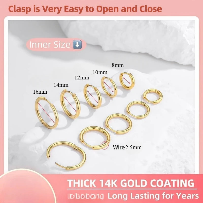 Minimalist Gold Plated Huggie Hoop Earrings