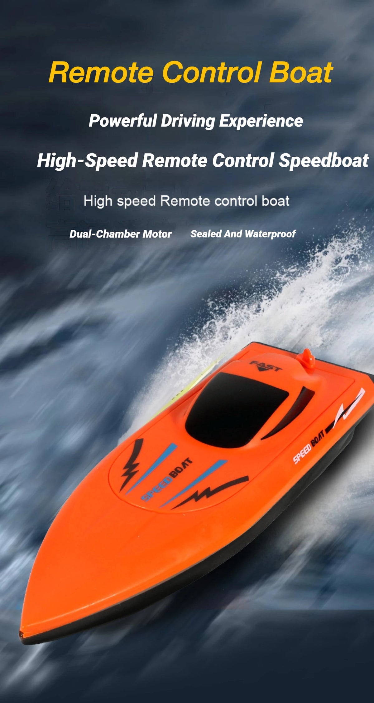 High-Speed Remote Control Boat with Dual Propellers