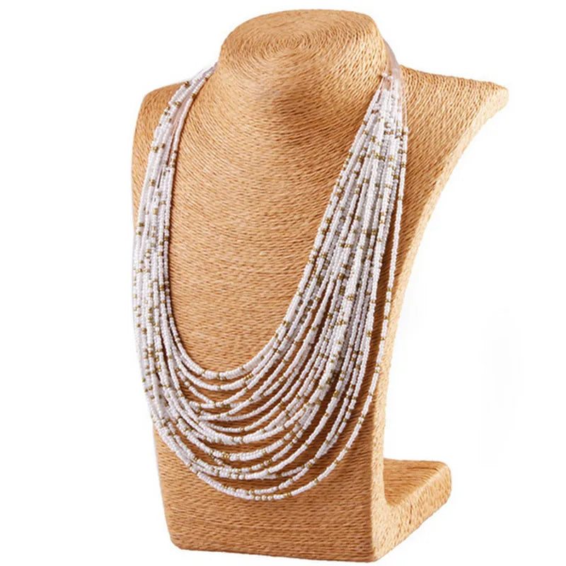 Multi-Layer Boho Bead Choker Necklace