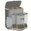 Gray foldable laundry hamper with a lid and three clear mesh bags for laundry storage
