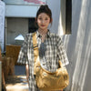 Cotton Canvas Crossbody Bag with Large Capacity