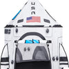 A white USA rocket ship play tent set featuring a main tent and a tunnel.