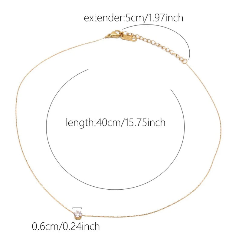 Dainty Gold-Plated CZ Pendant Necklace