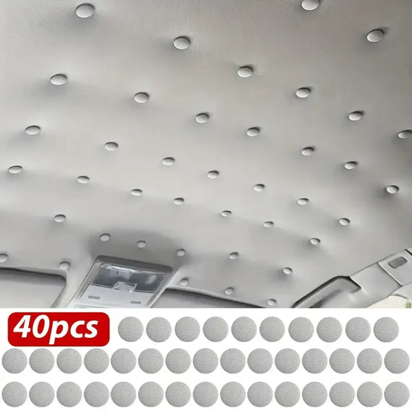 Collection de 40 clips de réparation pour hauts-de-forme de toit de voiture ronds et gris clair.