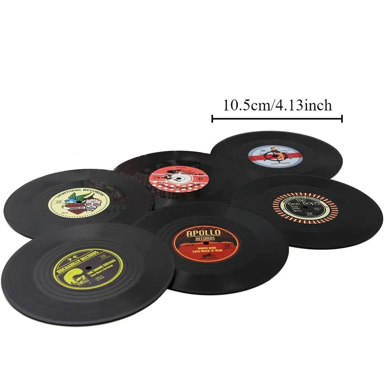 Retro Vinyl Record Coaster Set