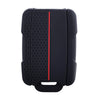 Black silicone key fob cover for Chevy Silverado and GMC Sierra with a red accent stripe.