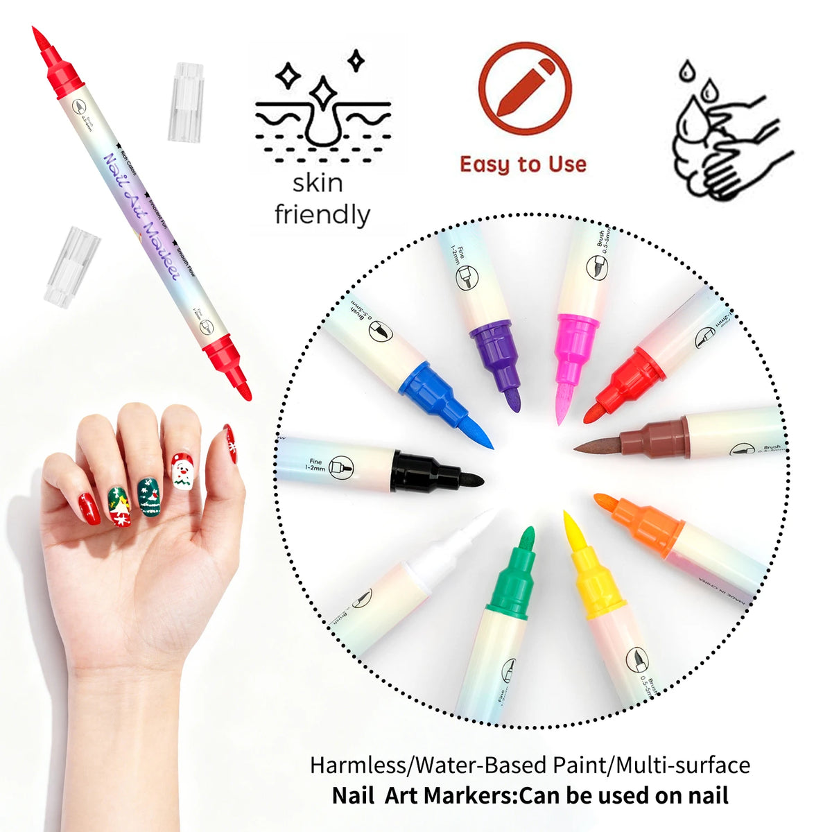 3D Nail Art Pens Set with Dual Tips
