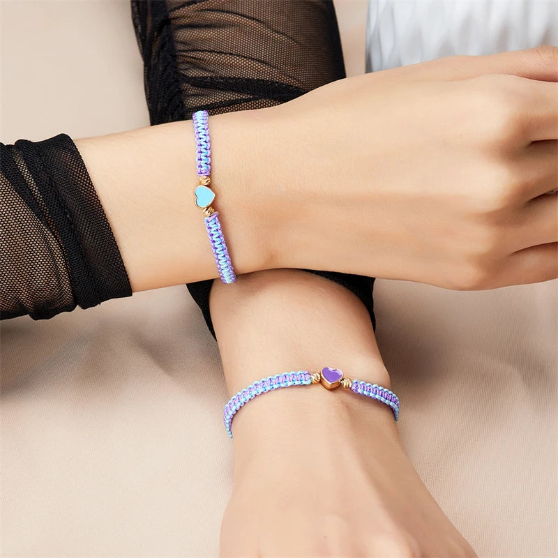 Matching Love Heart Beaded Bracelets for Couples