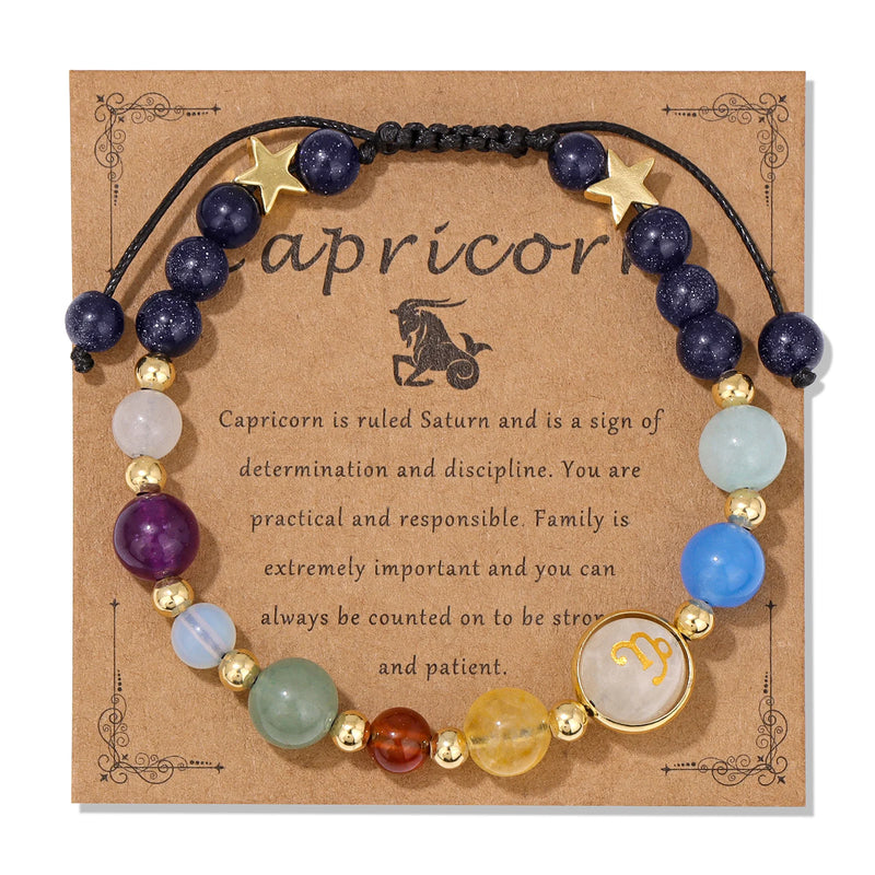 12 Zodiac Signs Natural Stone Bracelet