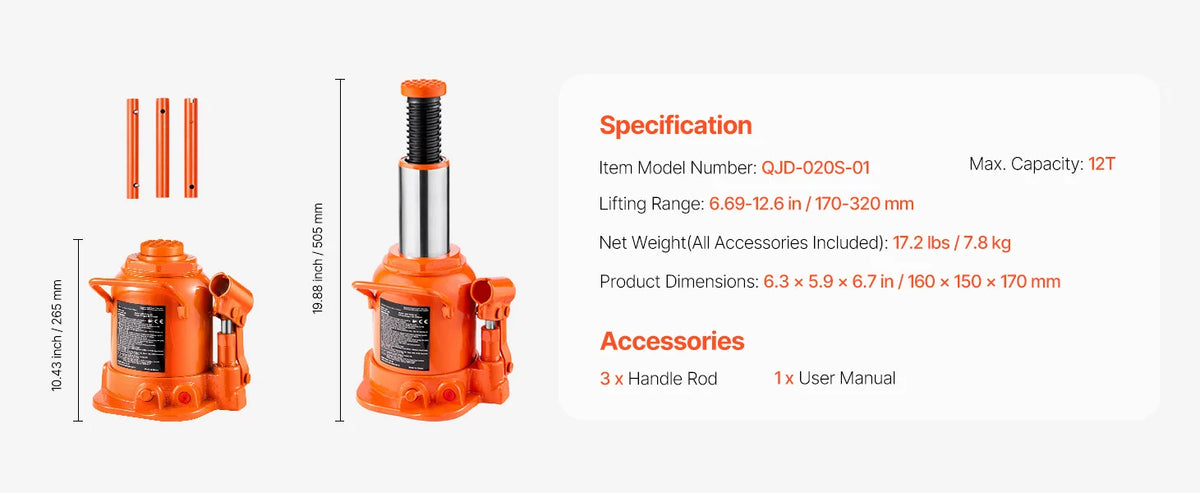 Heavy-Duty Hydraulic Bottle Jack for Trucks, SUVs, and RVs