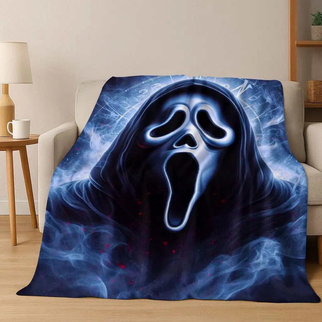 Ghost Face Horror Character Flannel Throw Blanket