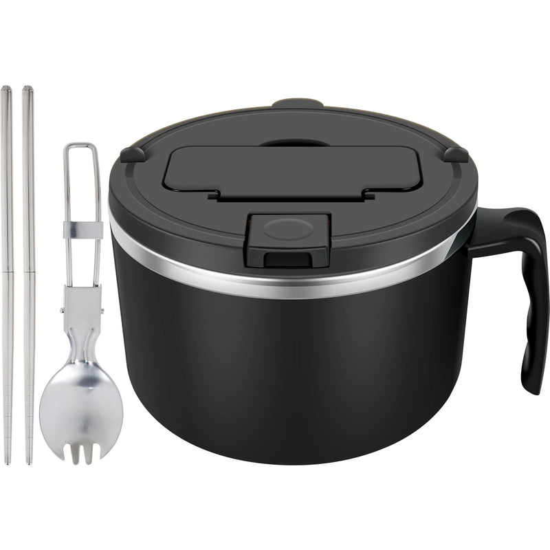 Cuenco de Ramen de Acero Inoxidable con Tapa Colador y Cubiertos Plegables