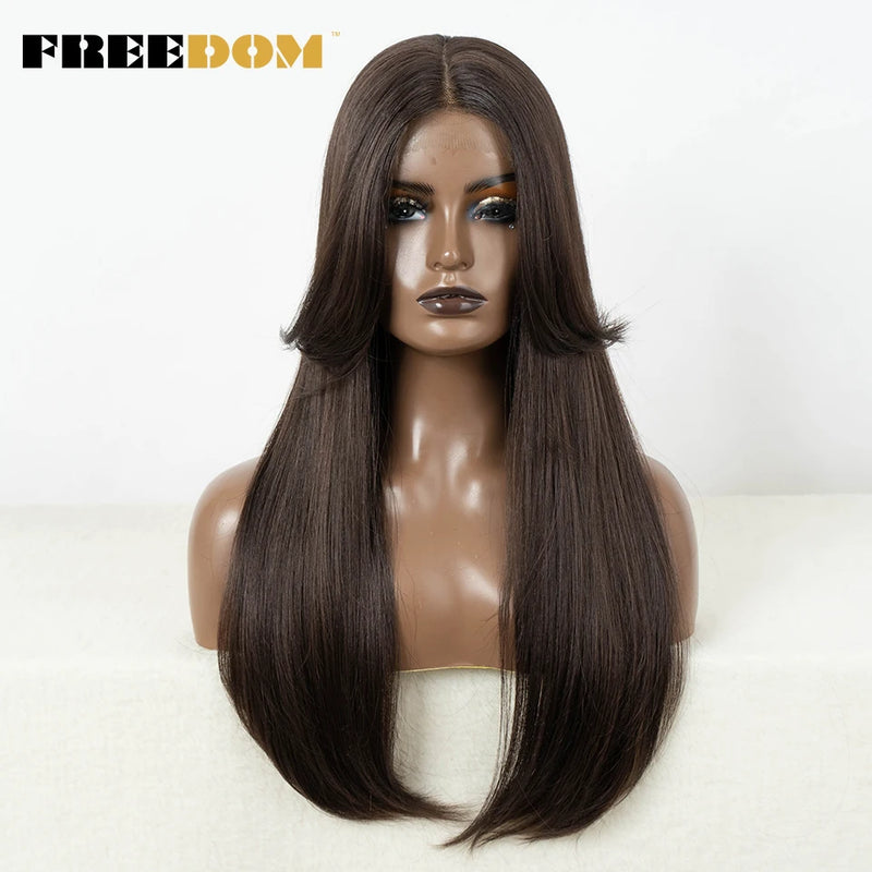 Straight Lace Front Wig with Bangs - Ombre Honey Blonde