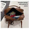 Women's Retro PU Leather Shoulder Bag with Multiple Pockets & Detachable Charm