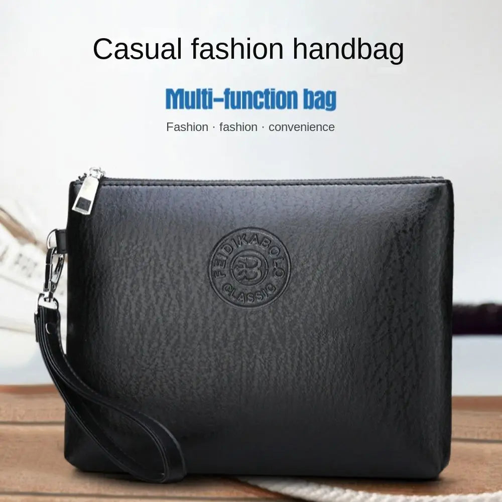 Men's PU Leather Clutch Bag with Large Capacity