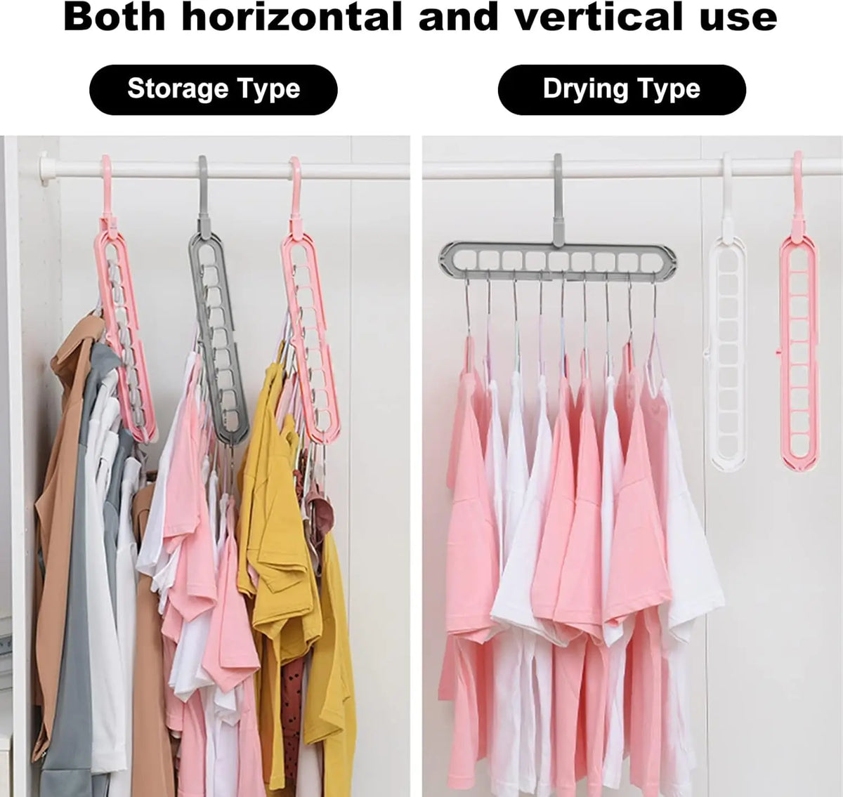 Rotating 9-Hole Folding Clothes Hanger Organizer for Space-Saving Wardrobes