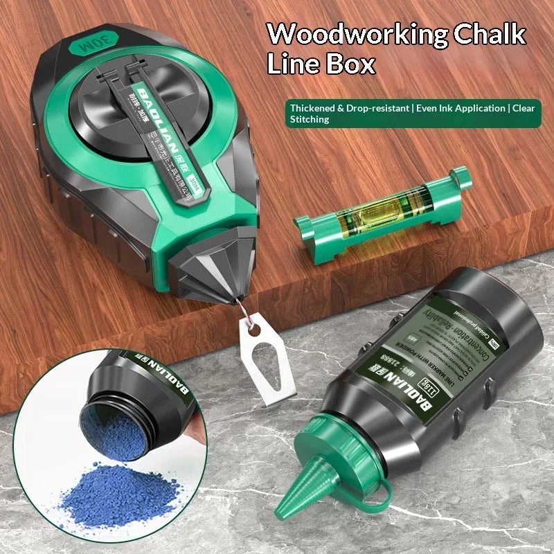 Chalk Line Reel with Quick Retraction for Precise Marking