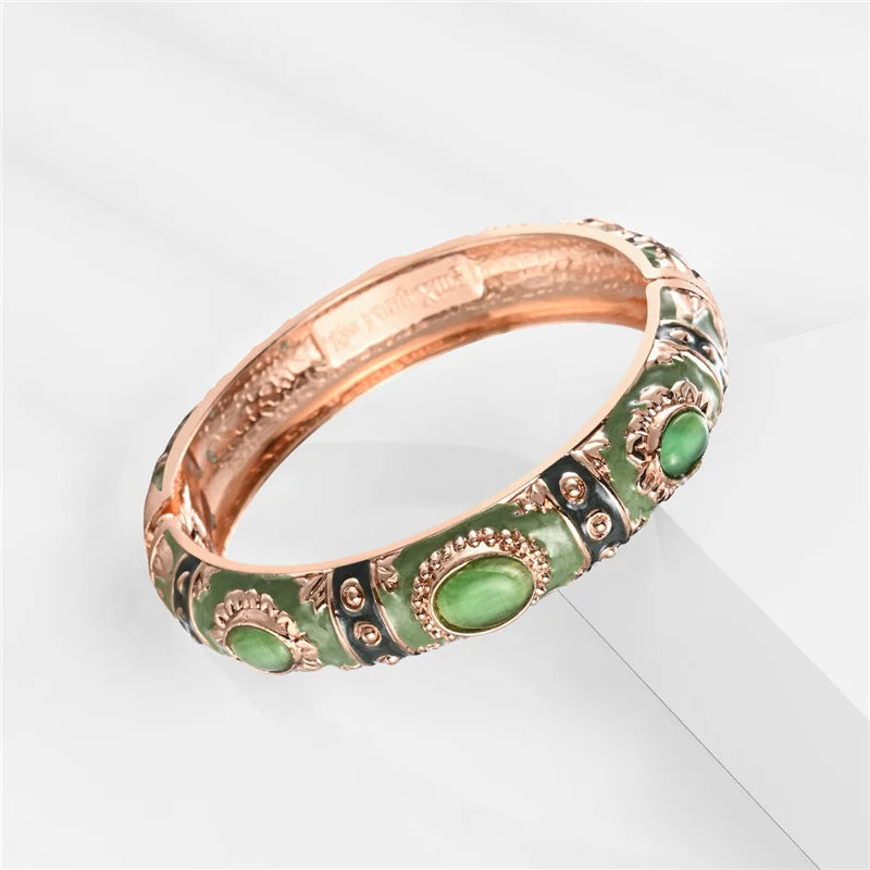 Enamel Bangle Bracelet with Rose Gold Plating