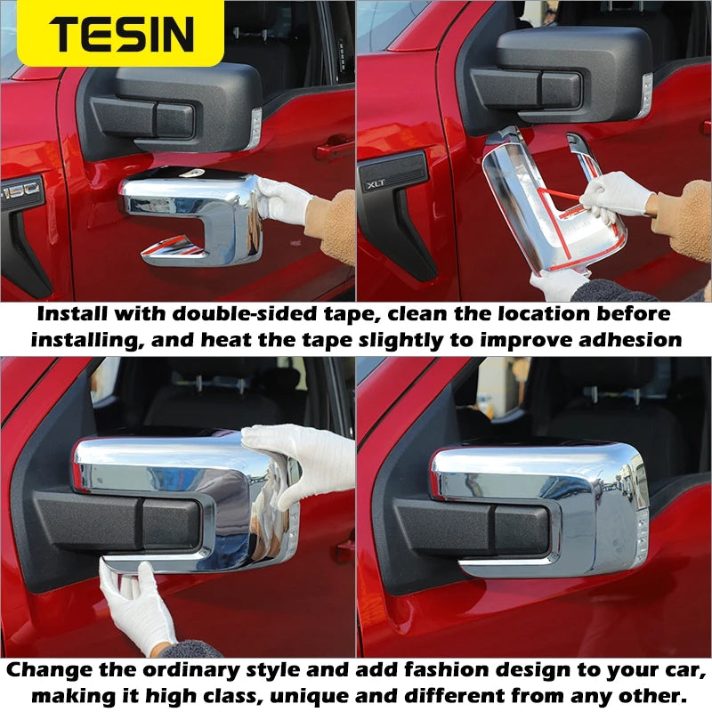 Carbon Fiber Look Mirror Cover for Ford F-150 (2021-2025)