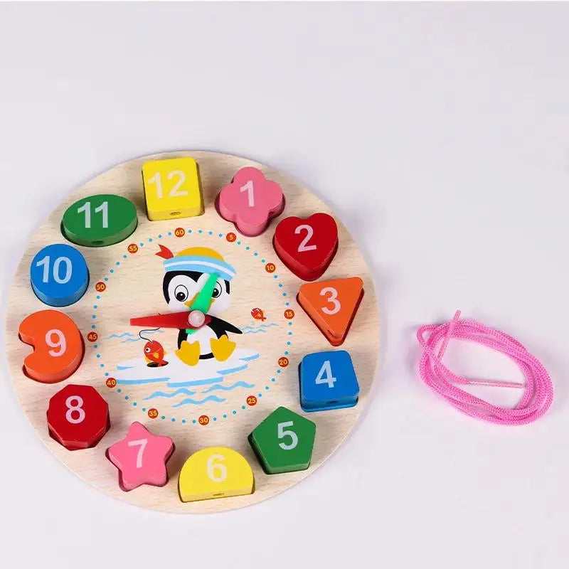 Wooden Shape & Number Sorting Clock Puzzle for Early Learning