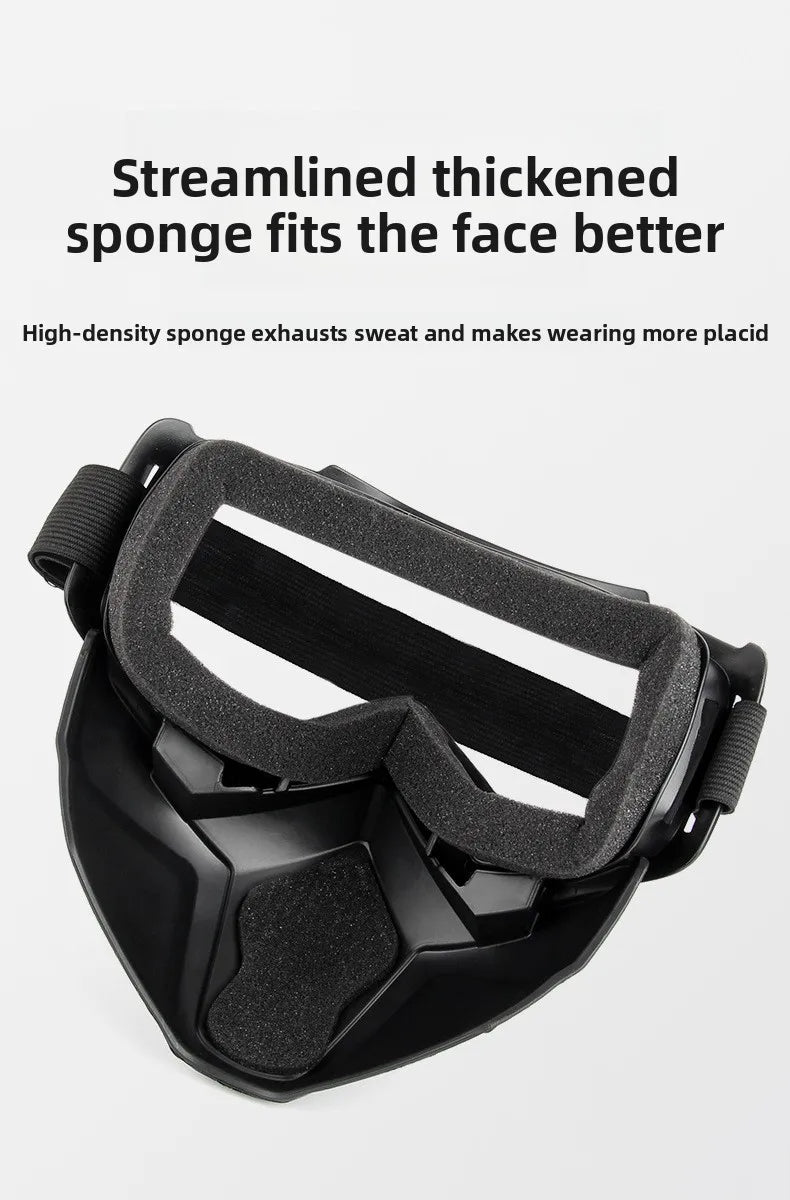 Black anti-fog motorcycle goggles with a thickened sponge fitting for the face