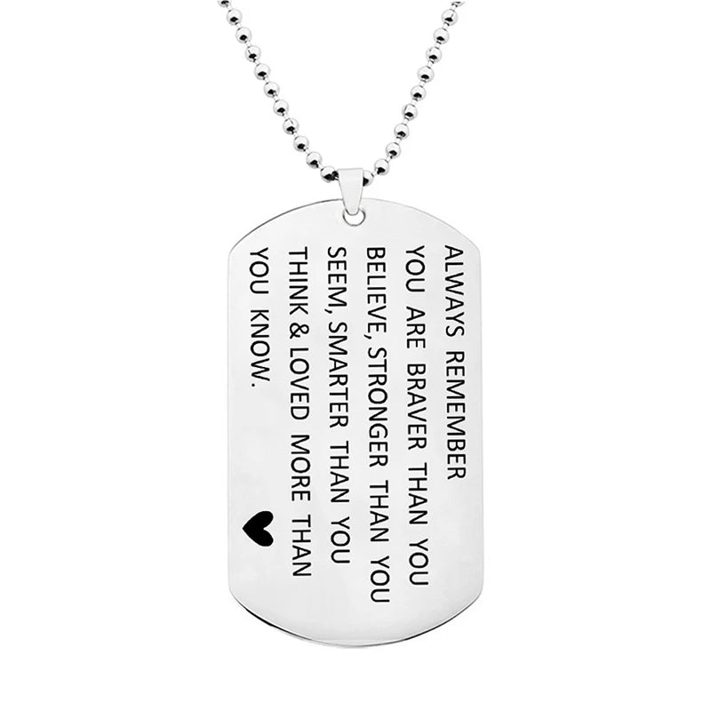 Engraved Inspirational Dog Tag Necklace