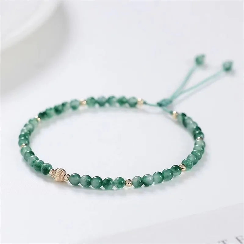 Handwoven Crystal Anklet with Natural Stone Charms