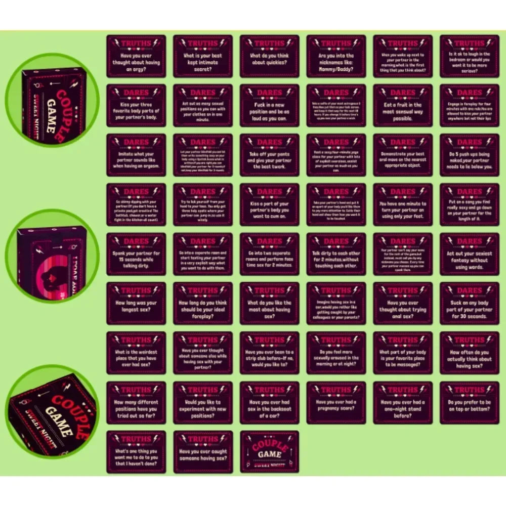 Couples Truth or Dare Card Game - 50 Interactive Conversation Cards for Date Night