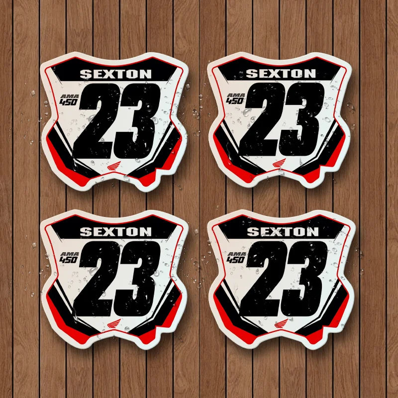 Racing Number Plate Sticker Set - 4 Pack Vinyl Decals