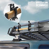 A heavy-duty wall mount tool holder is shown mounted on a vehicle rack, demonstrating its use for securing tools like shovels
