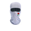 A gray floral balaclava face mask with a black eye opening is shown from the front.