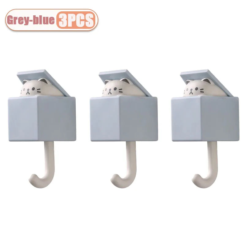 Cute Cartoon Cat Wall Hooks - Self-Adhesive